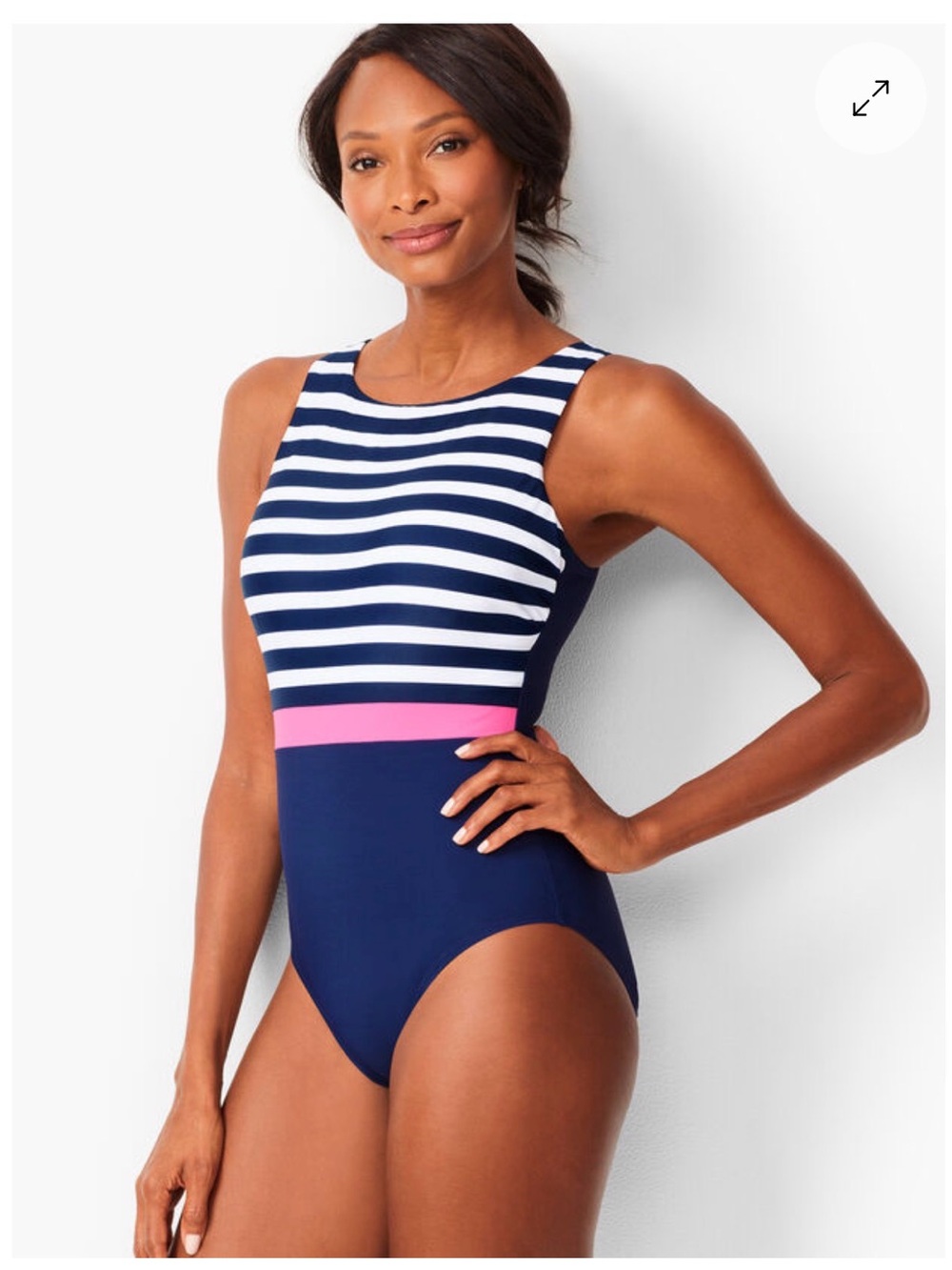 Miraclesuit High neck Nautical one piece size 12 NWT